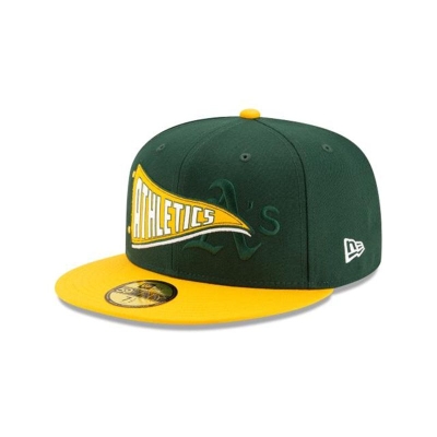 Oakland Athletics Gorra | New Era MLB Flag 59fifty Fitted Cap Mexico - Verdes